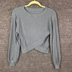 Lululemon Align Ribbed Knit Long Sleeve Cross Front Crop Top Gray Size 2